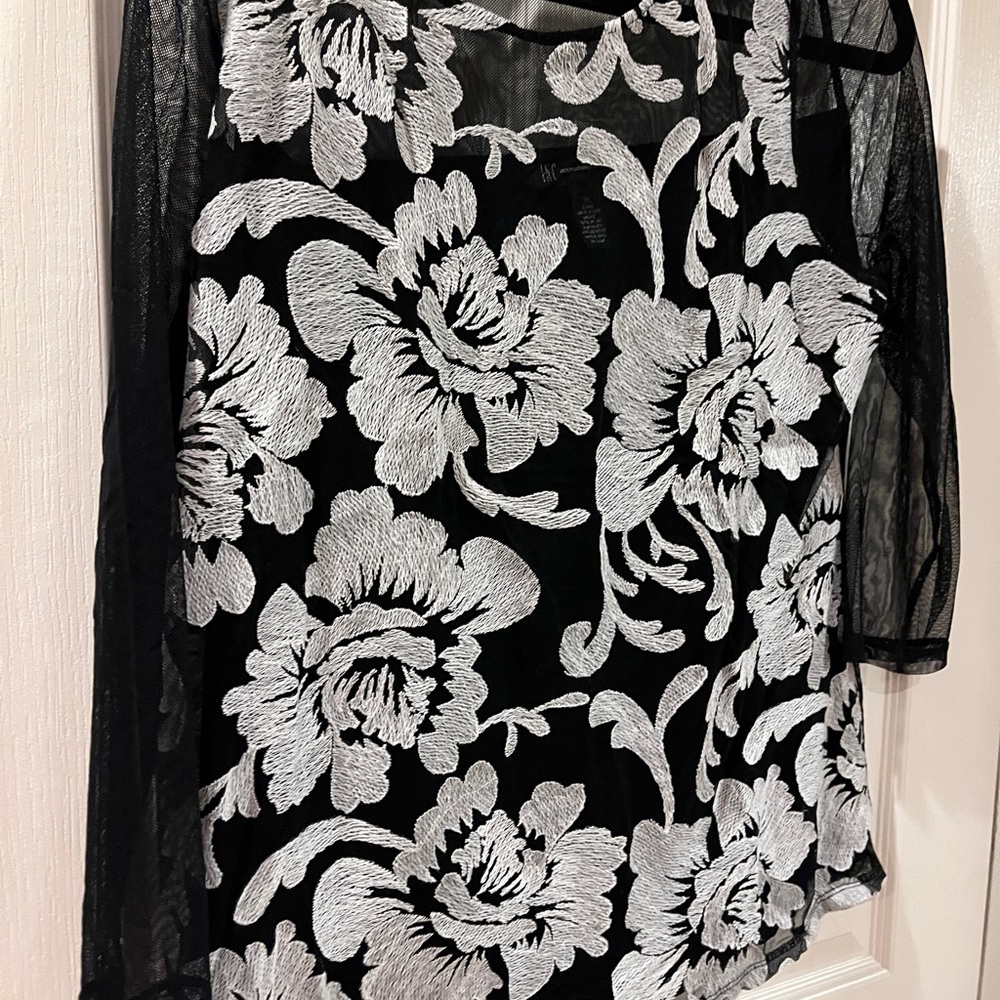 INC International Concepts Monochrome Floral Blouse